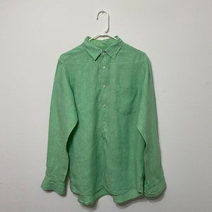 Beautiful Uniqlo Lime Green All Linen Men’s Button-down Shirt